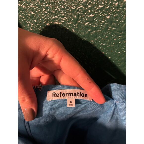 Reformation Kerrigan Linen Dress In Grotto Sz 6 Blue - Picture 2 of 3